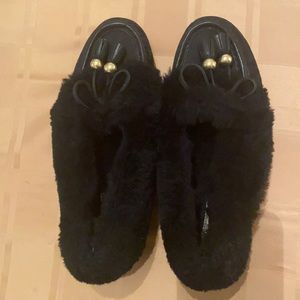 Coach slippers, black, classic jacquard